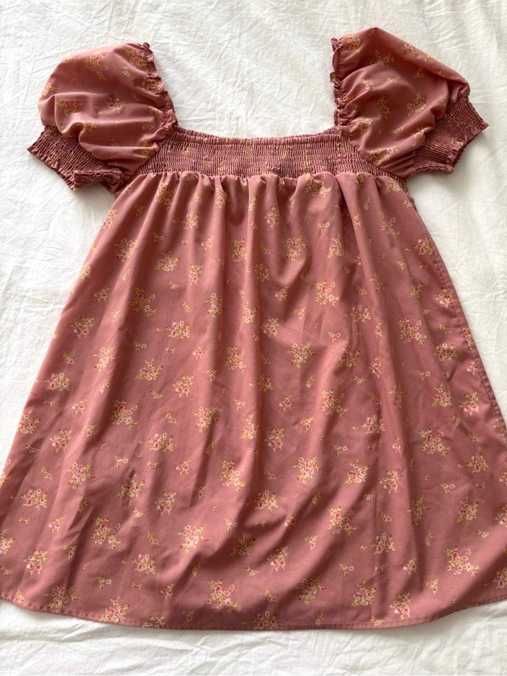 Floral Print Puff Sleeve Mini Dress